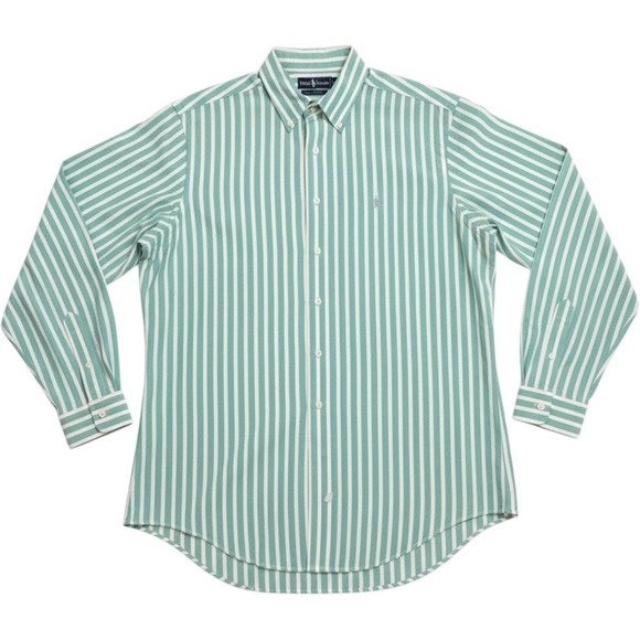 Ralph Lauren Other - Ralph Lauren Mens XL Teal White Striped Hand Woven Cotton Button Down Shirt